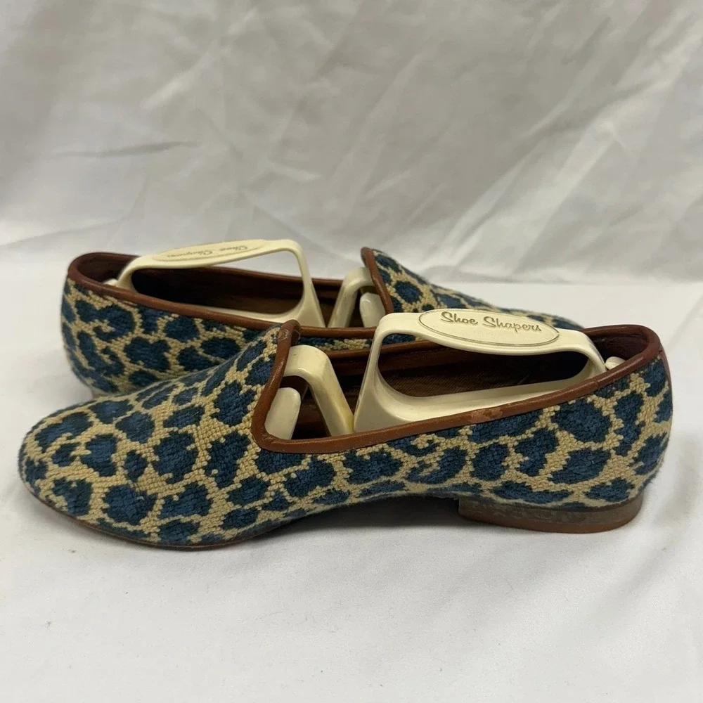 Zalo Vintage Women's Sz 6 Needlepoint Cheetah Print Flat Loafers